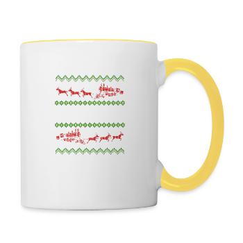 Locomotive ferroviaire laid de Noël - Mug contrasté - blanc/jaune - Droite