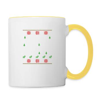 Ugly Christmas Triathlon Jumper - Tasse zweifarbig - Weiß/Gelb - Rechts