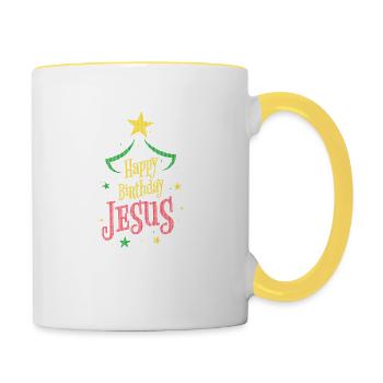 Happy Birthday Jesus | Christmas - Contrasting Mug - white/yellow - Right