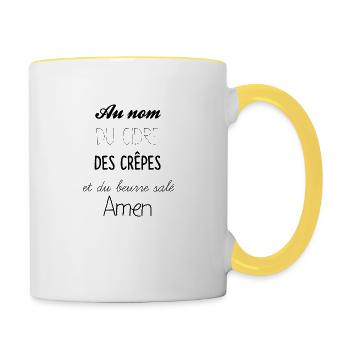 Bretagne - Im Namen von Apfelwein, Pfannkuchen ... - Tasse zweifarbig - Weiß/Gelb - Rechts