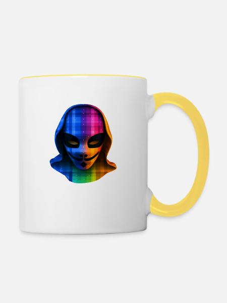 Digital Pride: Anonymous LGBTQAI+ - Tasse zweifarbig - Weiß/Gelb
