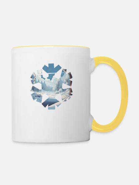 Winter Wonderland Nature View - Contrasting Mug - white/yellow