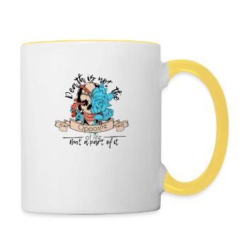 La mort n'est pas le contraire de la vie mais une partie de celle-ci - Mug contrasté - blanc/jaune - Droite