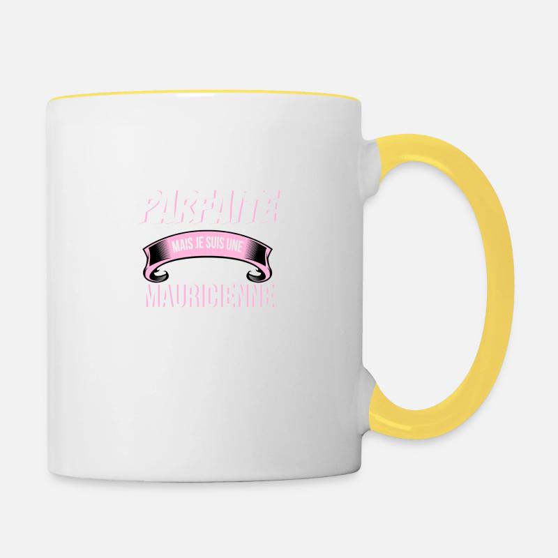 Mauricienne cadeau humour - Mug contrasté - blanc/jaune