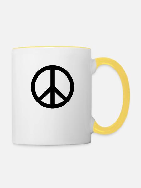 peace - Tasse zweifarbig - Weiß/Gelb