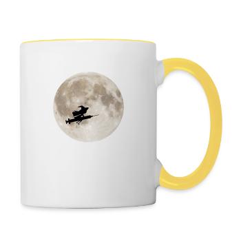 Halloween nurse witch moon syringe - Contrasting Mug - white/yellow - Right