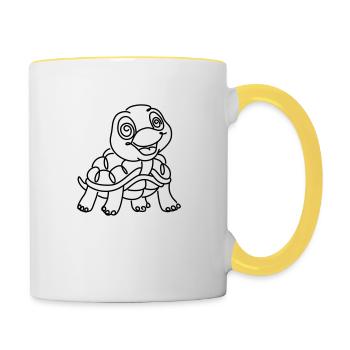 Schildkröte einfarbig - Tasse zweifarbig - Weiß/Gelb - Rechts