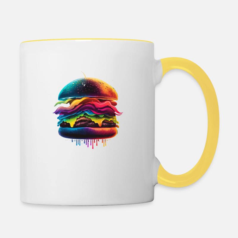 BURGER BACON CHEDDAR - Mug contrasté - blanc/jaune