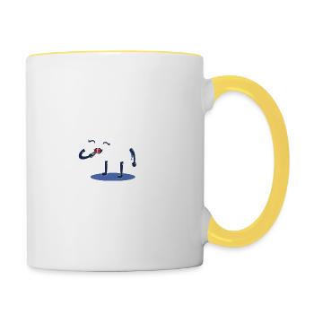 Lustig witzig Maek up Mind Geschenk Weihnachten - Tasse zweifarbig - Weiß/Gelb - Rechts
