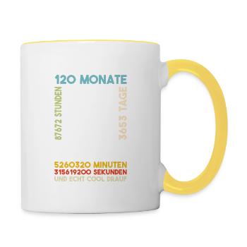 10 Jahre Geburtstag Kind Cool drauf Geschenk - Tasse zweifarbig - Weiß/Gelb - Rechts