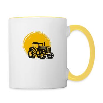 Traktor - Tasse zweifarbig - Weiß/Gelb - Rechts
