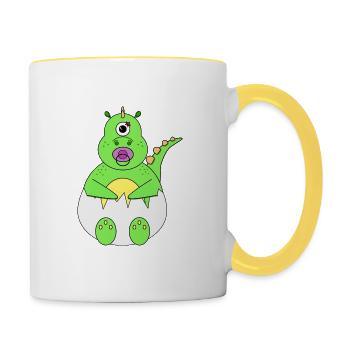 Dino dans l’œuf - Mug contrasté - blanc/jaune - Droite