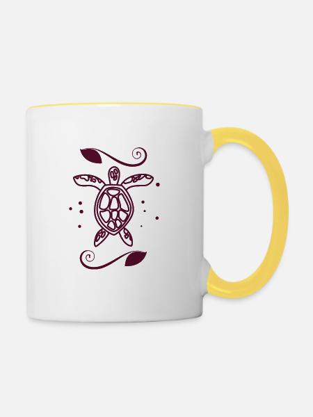 Schildkröte / Kriechtier - Reptilie - Tasse zweifarbig - Weiß/Gelb
