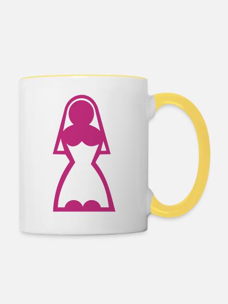 Braut - Tasse zweifarbig - Weiß/Gelb