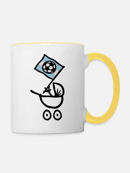 Argentina Bebé Fútbol Fan - Tasse zweifarbig - Weiß/Gelb