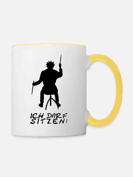 ICH DARF SITZEN - Tasse zweifarbig - Weiß/Gelb
