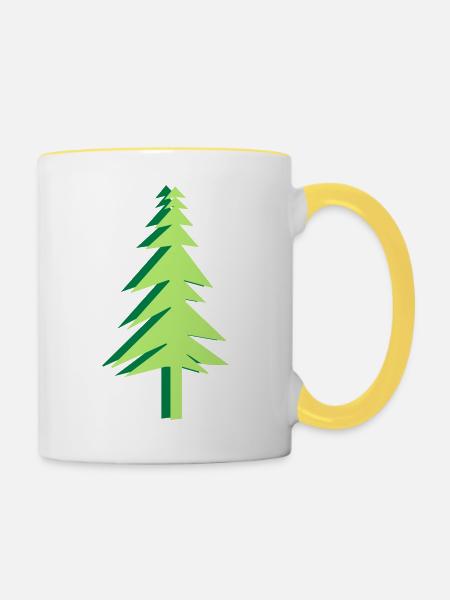 Wald - Tasse zweifarbig - Weiß/Gelb