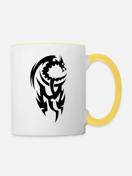 tribal dragon - Tasse zweifarbig - Weiß/Gelb
