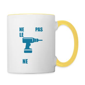 "Papi bricole" - Mug contrasté - blanc/jaune - Droite