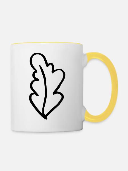 Blatt Eichenblatt - Tasse zweifarbig - Weiß/Gelb
