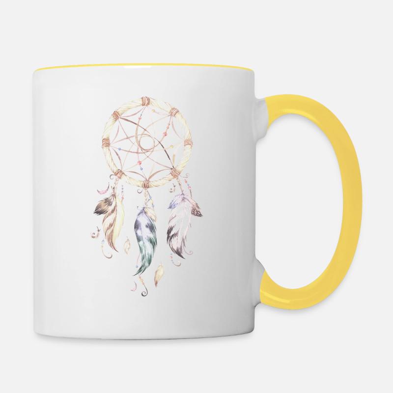 dream catcher - Contrasting Mug - white/yellow