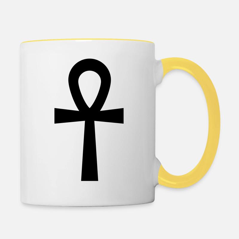 Ägypten - Ankh - Tasse zweifarbig - Weiß/Gelb