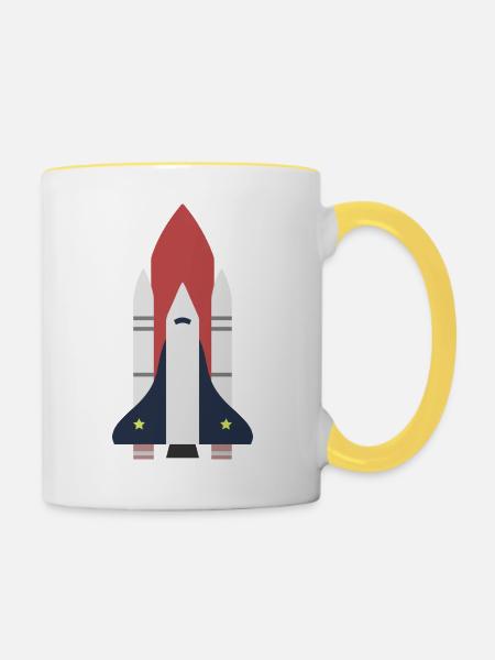 Rakete Weltraum Geschenk Idee - Tasse zweifarbig - Weiß/Gelb