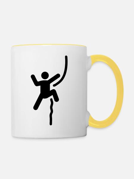 Bergsteiger klettern - Tasse zweifarbig - Weiß/Gelb