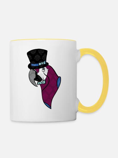 Papagei - Tasse zweifarbig - Weiß/Gelb