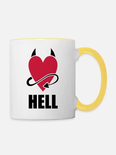 Heart Hell - Tasse zweifarbig - Weiß/Gelb
