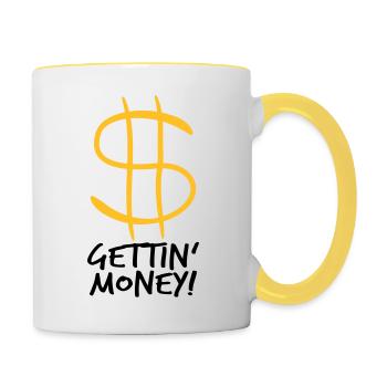 symbole dollar gettin argent signe argent riche argent - Mug contrasté - blanc/jaune - Droite