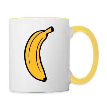 fruit banana delicious healthy eat banana peel krum - Contrasting Mug - white/yellow - Right
