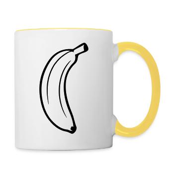 banane obst lecker gesund essen bananenschale krum - Tasse zweifarbig - Weiß/Gelb - Rechts