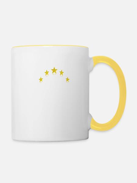 5 Sterne - Tasse zweifarbig - Weiß/Gelb