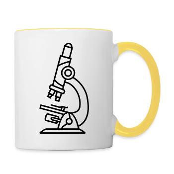 forscher mikroskop wissenschaftler forschen linse - Tasse zweifarbig - Weiß/Gelb - Rechts