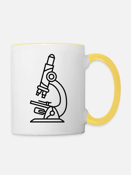 recherche scientifique au microscope scientifique - Mug contrasté - blanc/jaune