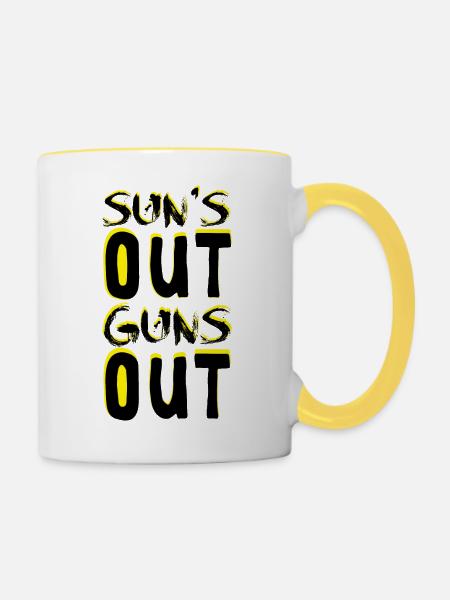 Guns Out - Tasse zweifarbig - Weiß/Gelb