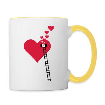 Échelle à la fenêtre - Fensterln / window heart (3c) - Mug contrasté - blanc/jaune - Droite
