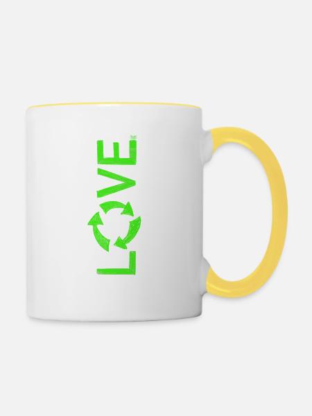 Recycling - Tasse zweifarbig - Weiß/Gelb
