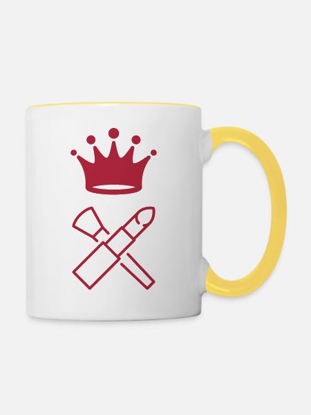 Schminke / Make-up / Maskenbildnerin / Mode - Tasse zweifarbig - Weiß/Gelb