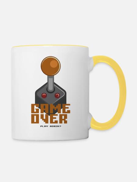 GAME OVER - Tasse zweifarbig - Weiß/Gelb