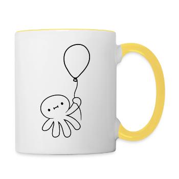 Le poulpe s’envole - Mug contrasté - blanc/jaune - Droite