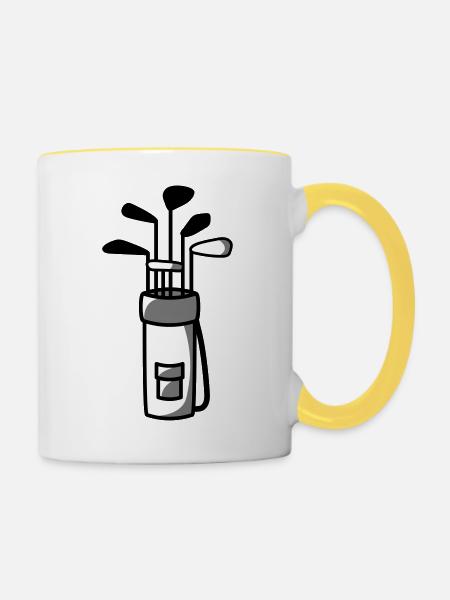 Golf Tasche Design - Tasse zweifarbig - Weiß/Gelb
