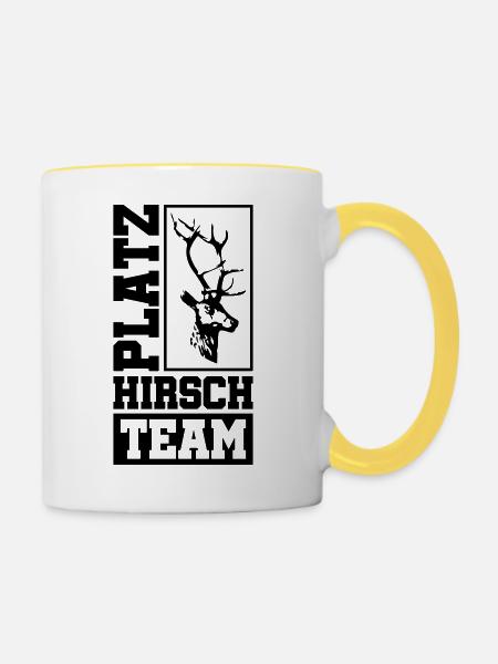 platz hirsch team - Tasse zweifarbig - Weiß/Gelb