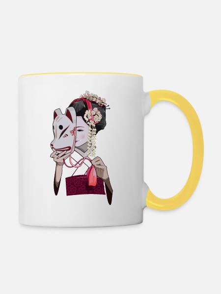 Geisha - Tasse zweifarbig - Weiß/Gelb