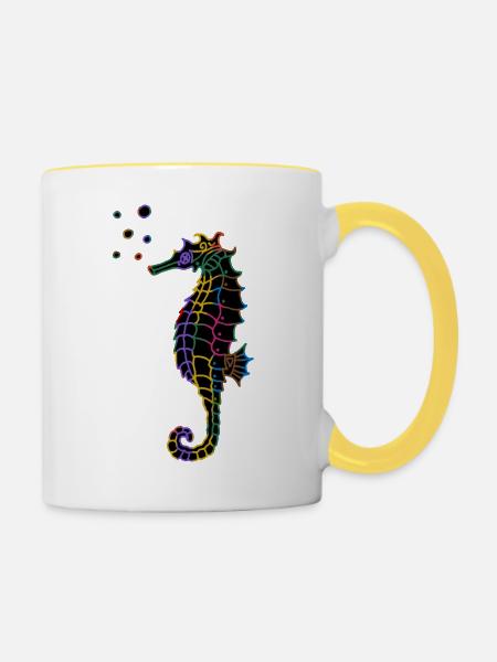 Seepferdchen - Tasse zweifarbig - Weiß/Gelb