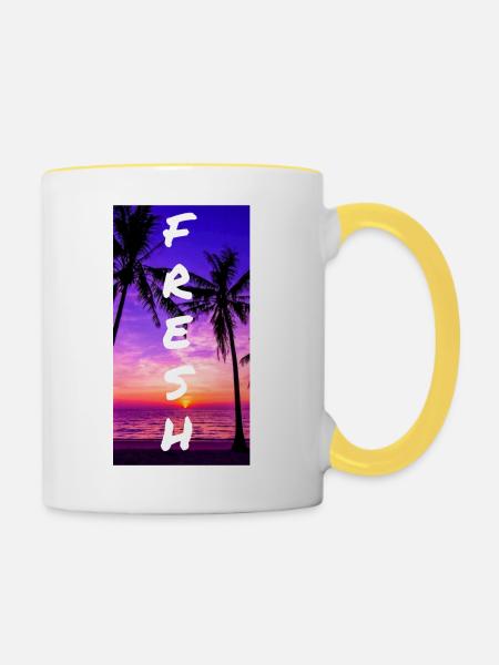 Fresh Aufschrift - Tasse zweifarbig - Weiß/Gelb