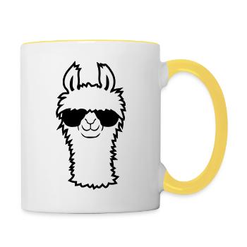 Lama moelleux cool - Mug contrasté - blanc/jaune - Droite
