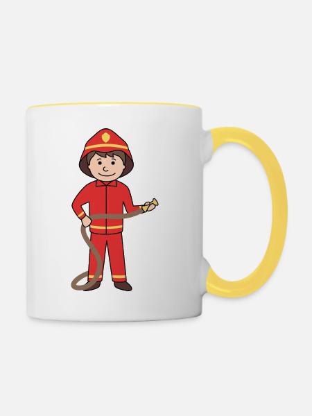 Feuerwehrmann - Tasse zweifarbig - Weiß/Gelb
