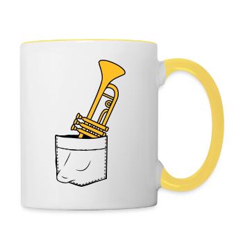 Brusttasche Trompete Unterwegs - Tasse zweifarbig - Weiß/Gelb - Rechts